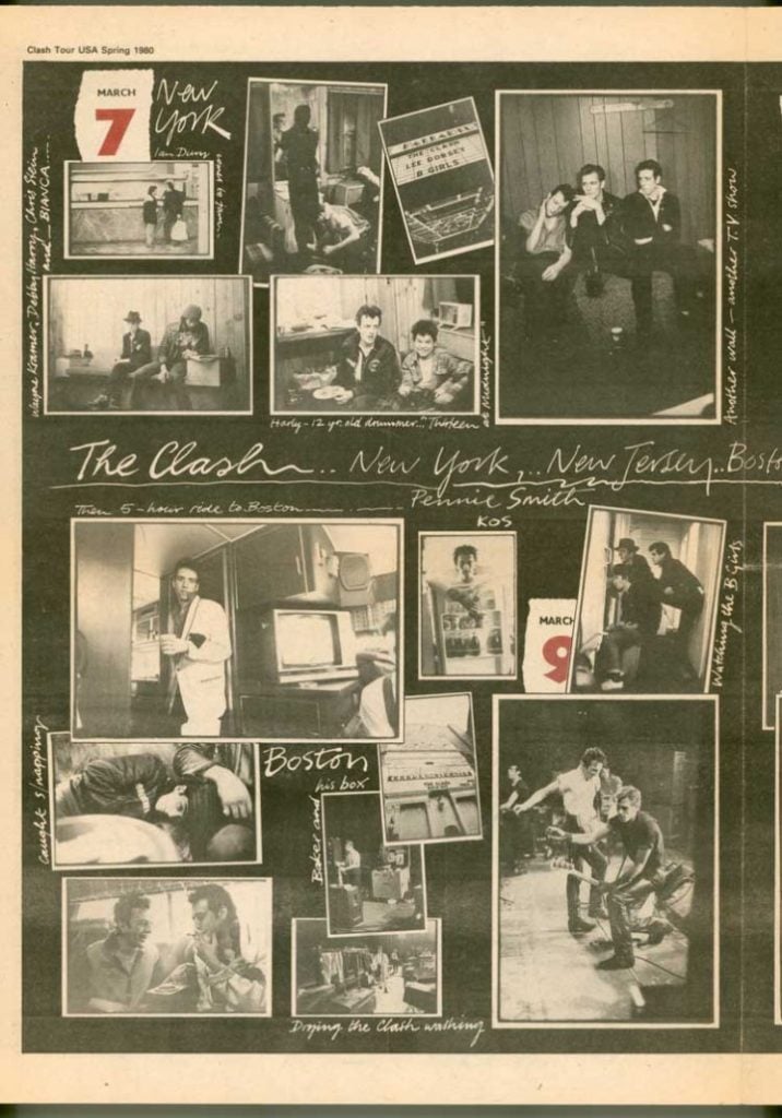 The Clash in NME Magazine April 1980. It is a good representation of a collage of images with DIY handwritten titles and captions.