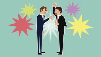 a clipart image of two men in a heated debate with each other