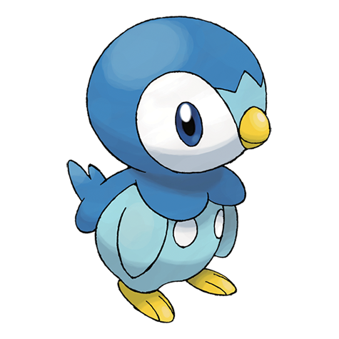 Piplup, a water-type pokemon that looks like a small, light blue penguin