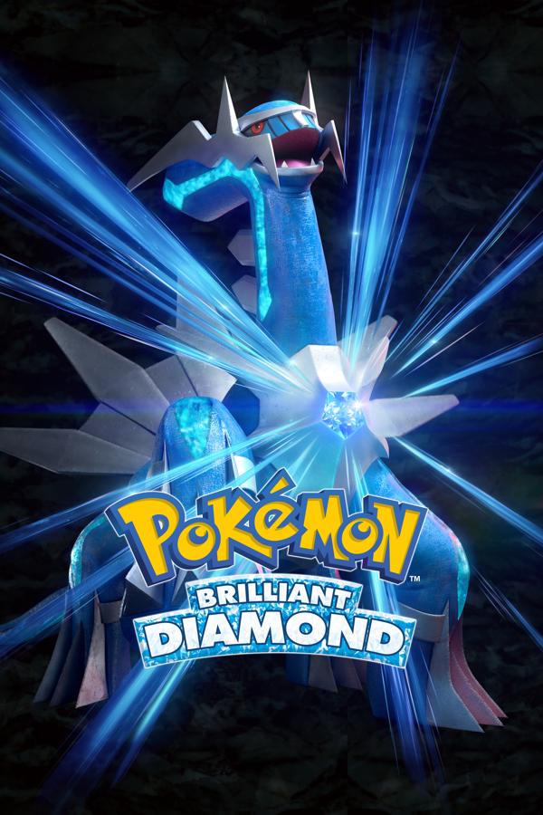 the cover of pokemon brilliant diamond, featuring dialga on the cover