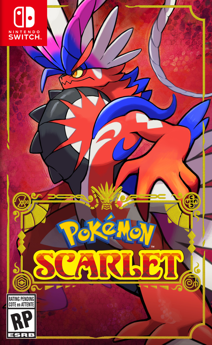 the cover of pokemon scarlet, featuring koraidon