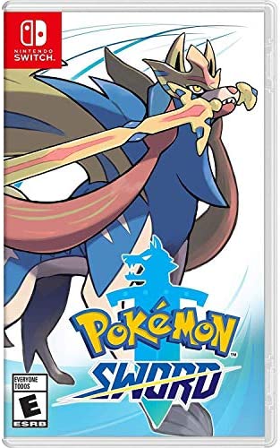 the cover of pokemon sword, featuring Zacian, a legendary pokemon only found in the game.