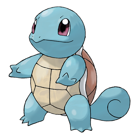 Squirtle, a water-type pokemon that looks like a light blue turtle