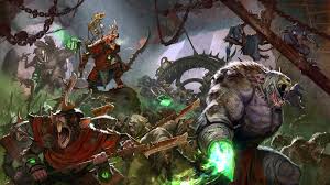 a picture of the skaven screaming over the horde of rats