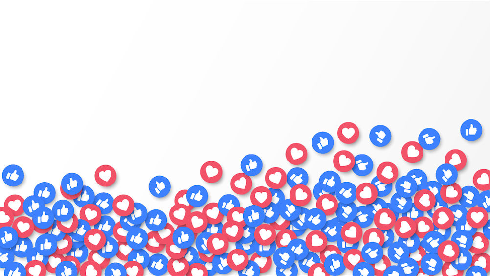 white background with a build up of Facebook likes and loves buttons