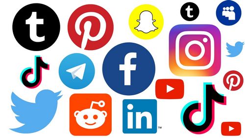 a cluster of different social media icons