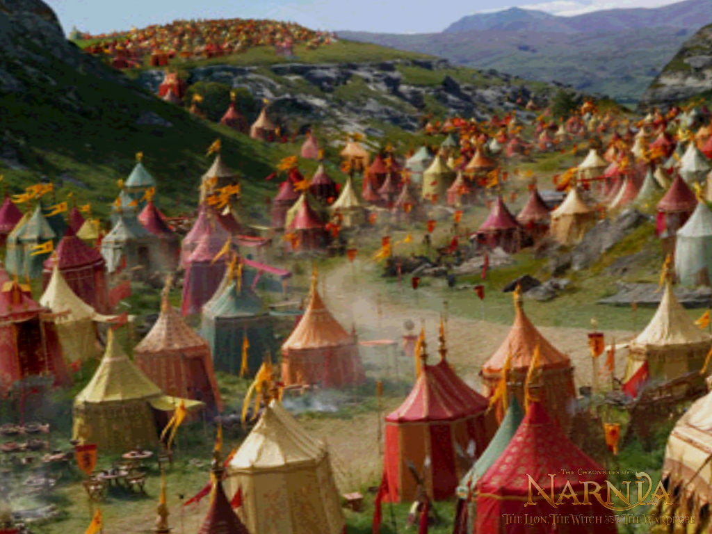 Aslan's war camp in a grassy valley