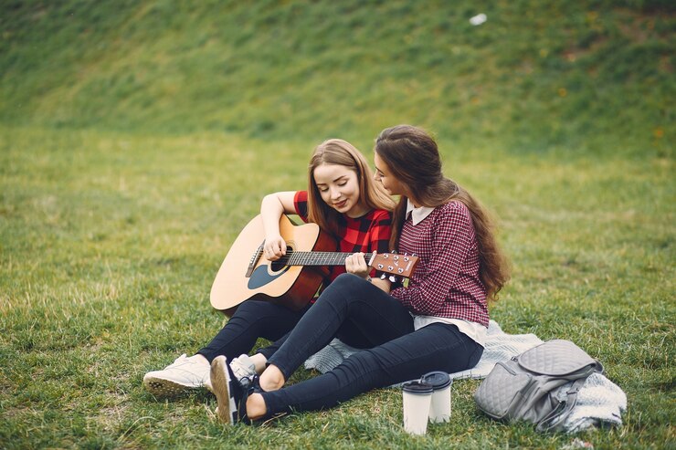 couple of women have date night in the park