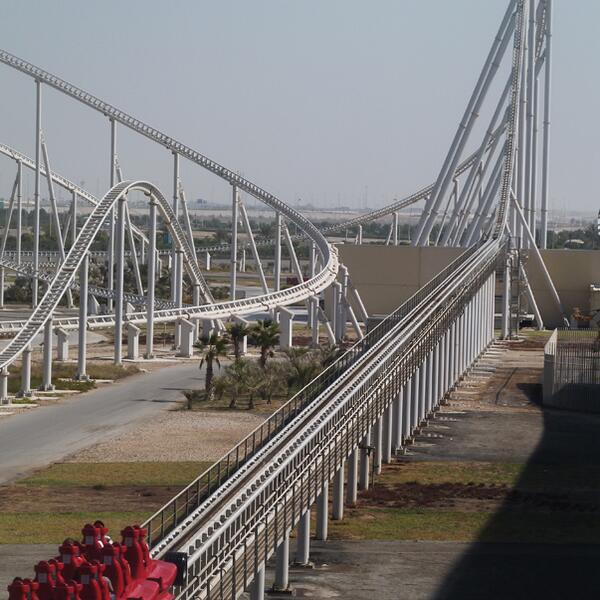 a train waiting to be launched onto Formula Rossa's first hill