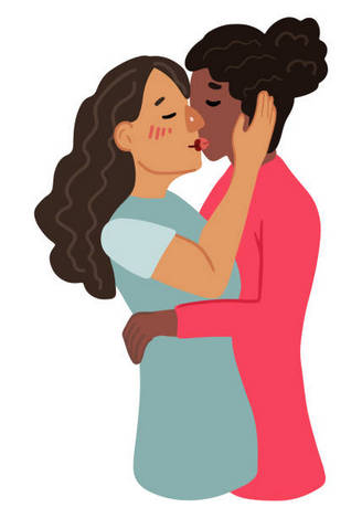 clipart of two women embraced in a kiss