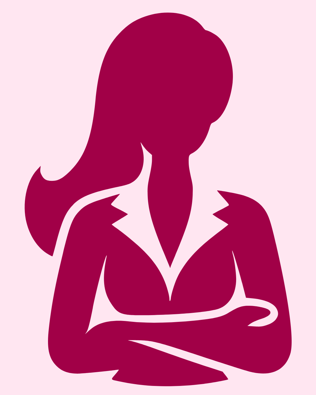 Pink silhouette of a businesswoman with her arms crossed