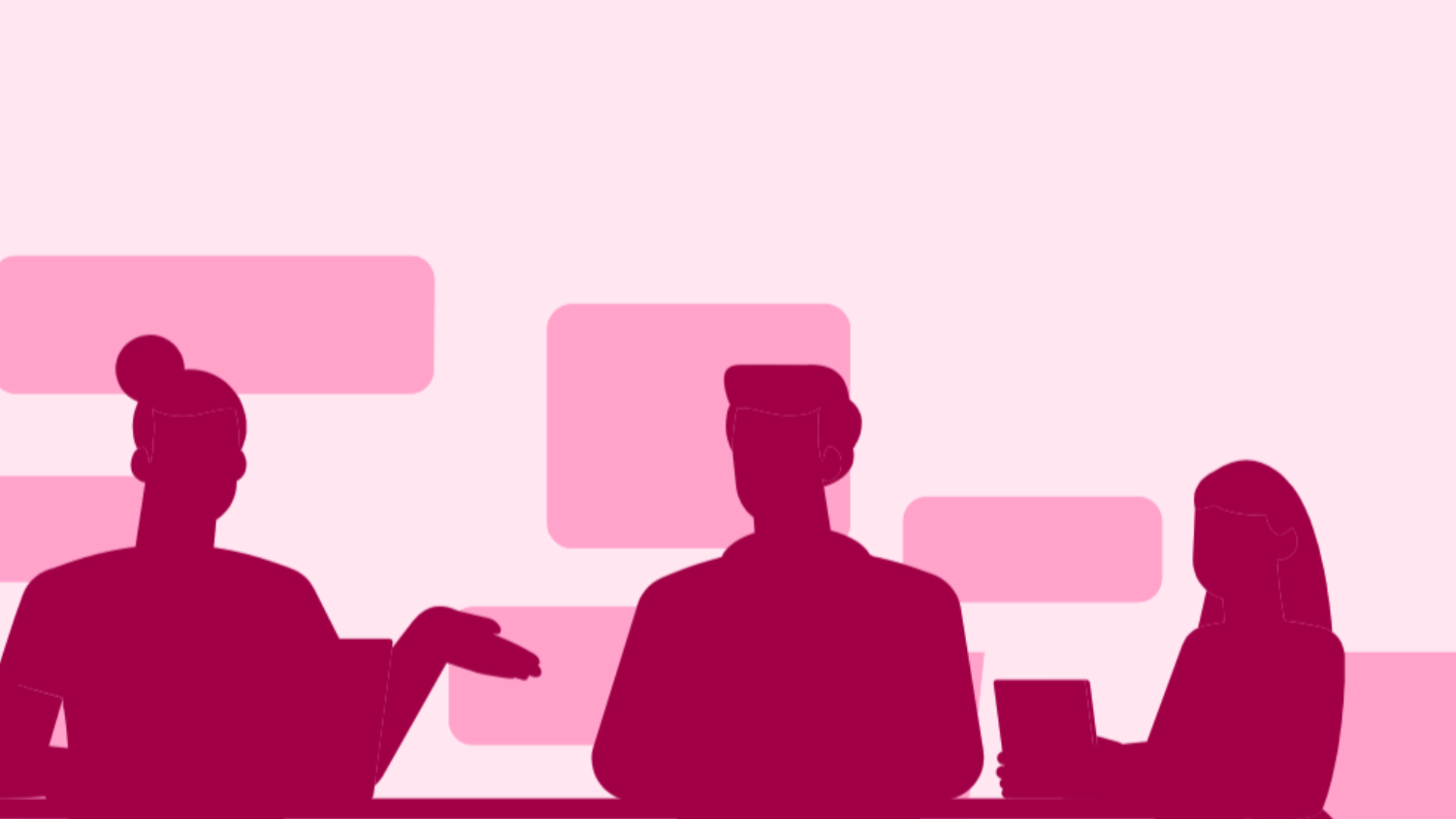 A graphic of three people sitting at a table in a business meeting.