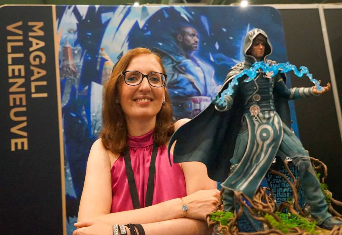 A photo of Magali Villeneuve with her bright red hair.