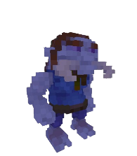 An in-game screenshot of a troll wearing clothes