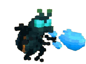 An in-game screenshot of a scarrab standing on its back legs shooting a fireball