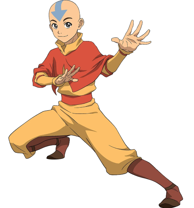 Aang in an airbending pose.