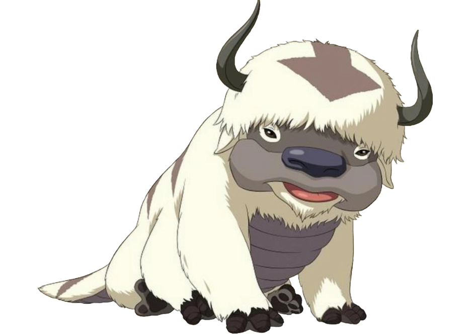 Appa standing with his mouth partially open