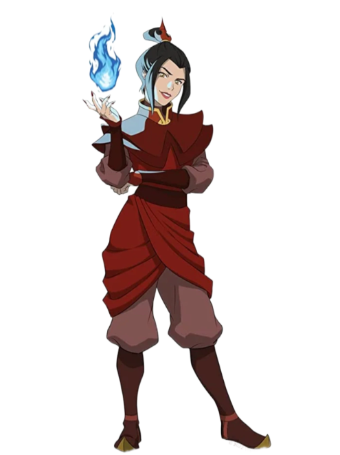 Azula standing with blue fire in one hand