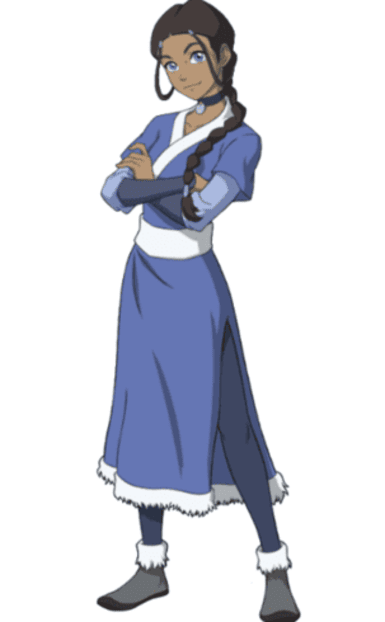 Katara standing with her arms folded.