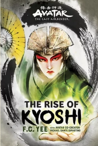 The book cover of The Rise of Kyoshi, featuring Kyoshi in her warrior uniform