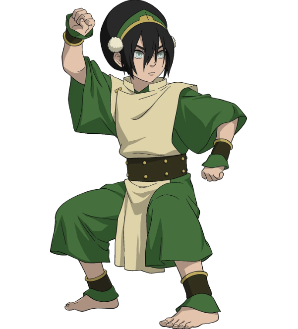 Toph standing in an earthbending pose