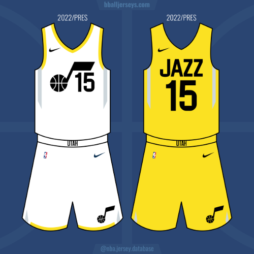 White and Yellow Jazz Jerseys from the early 2020's'