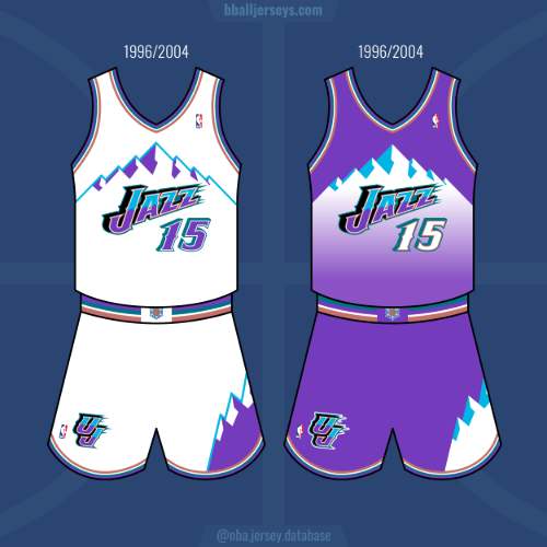 White and Purple Jazz Jerseys from the 90's'