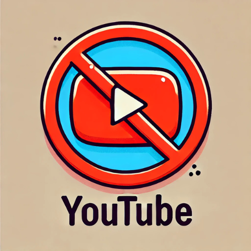 youtube logo with a cross through it