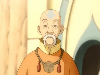 Gyatso, an old man with a white mustache and airbending tattoos