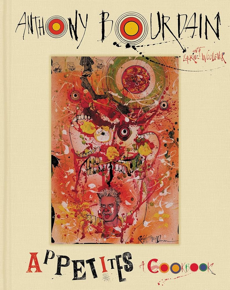 Cookbook cover featuring semi-abstract art, very creepy and unpleasant to look at.