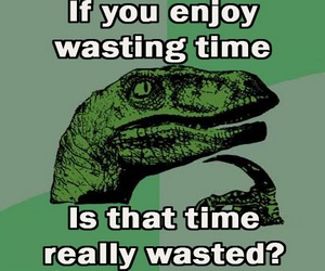 meme with the text: if you enjoy wasting time is that time really wasted?